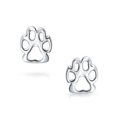 Pet Lover BFF Multi-Charm Bracelet & Paw Print Stud Earrings Set Sterling Silver
