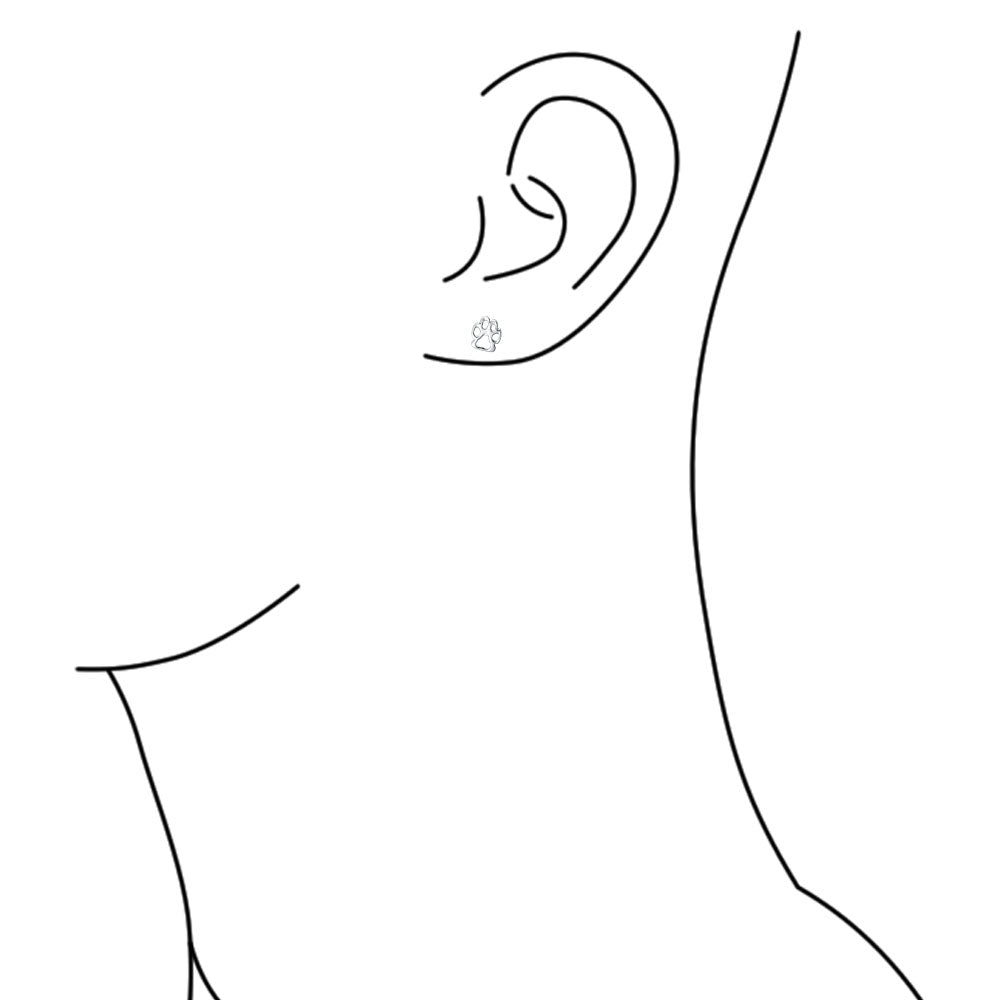 Animal 4 Multi Paw Prints Pendant Necklace & Stud Earrings Set Sterling Silver