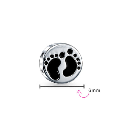 Feet Footprints Family New Mother Child Charm Bead Sterling Silver