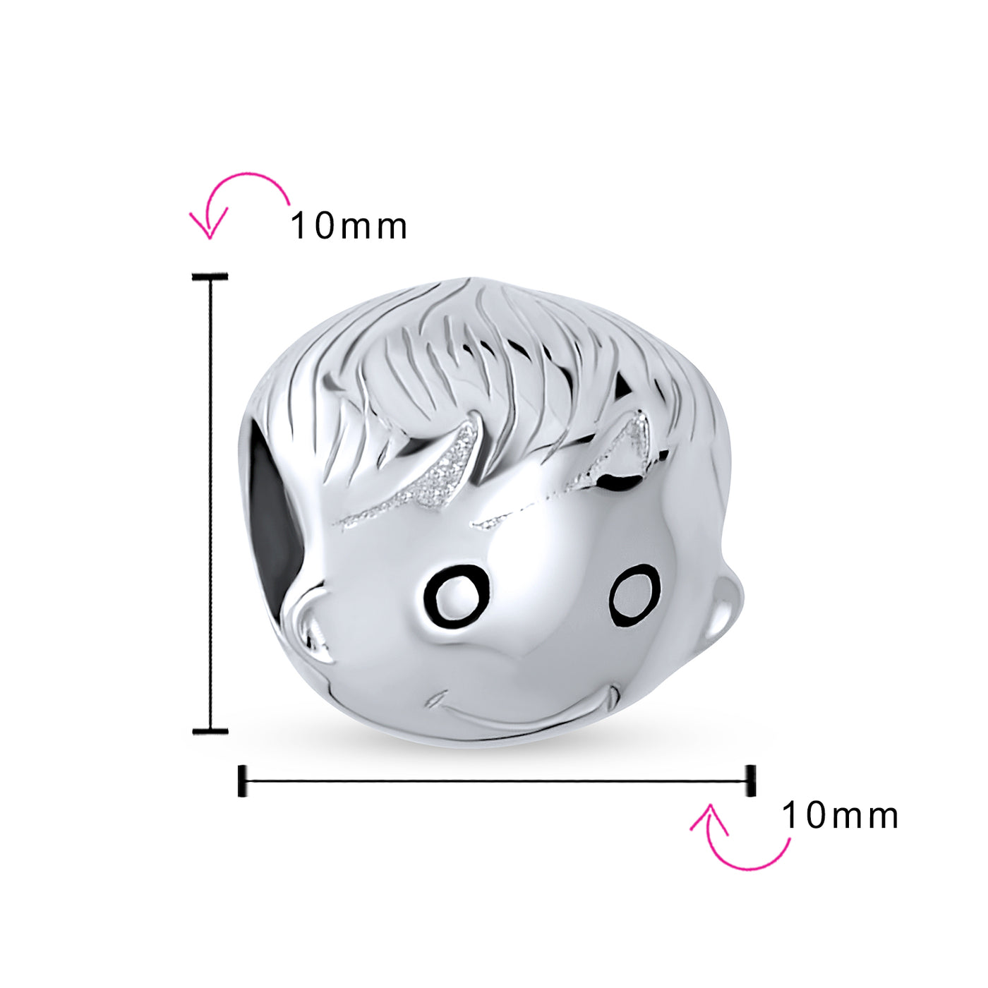 Smiling Child Boy Face Son Charm Bead .925Sterling Silver