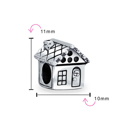 Set of 2 New Homeowner & Cartoon Family Friends Charm Bead Sterling Silver