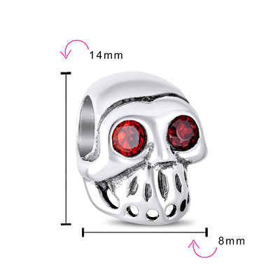 Set of 3 Halloween Red Eyes Skeleton Pirate Skull & Orange Spacer Charm Bead