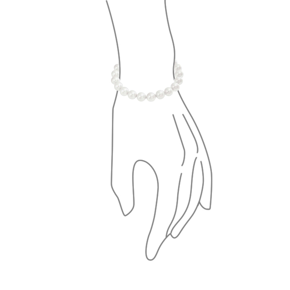 Classic Multi Strand White Simulated Pearl Stretch Bracelet 8MM Beads