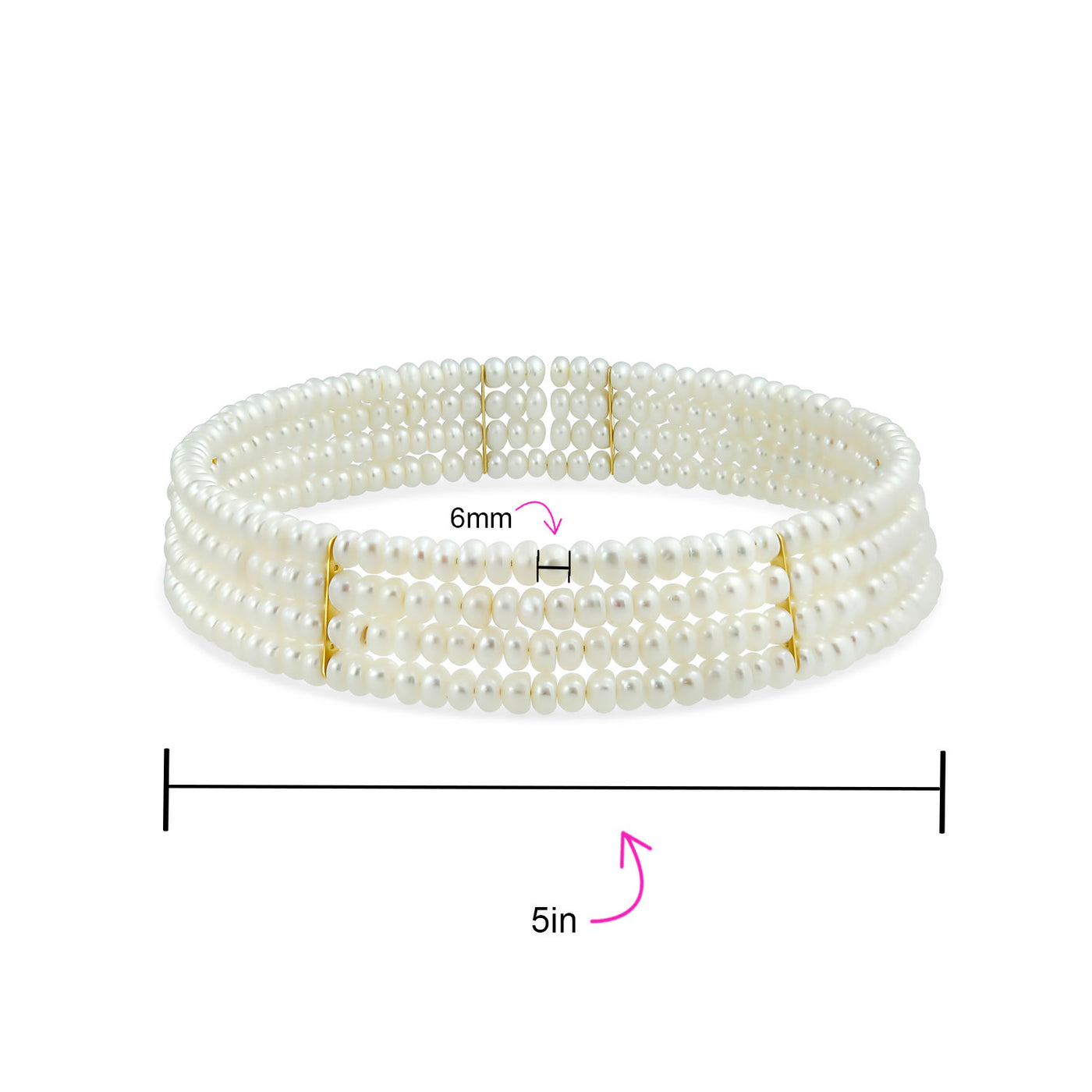 4-Row Freshwater Cultured Pearl Choker & 10K Gold Button Stud Earrings Set