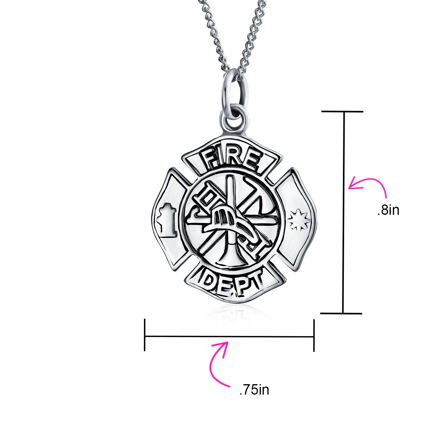 Heartland Men's Sterling Silver Firefighter Philippians 4:13 Necklace with  Cross + 24