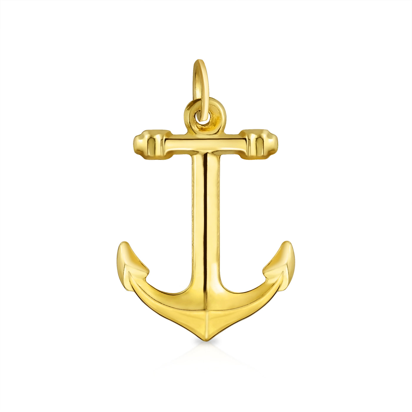 14K Gold Anchor Pendant Necklace Nautical Boat Sailor Design