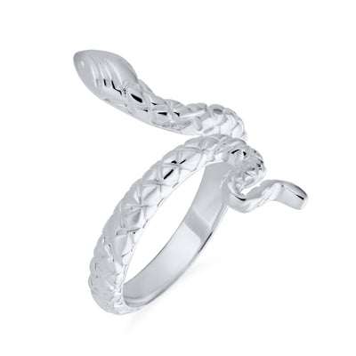 Boho Egyptian Serpent Snake Wrap Bypass Coil Band Ring Sterling Silver