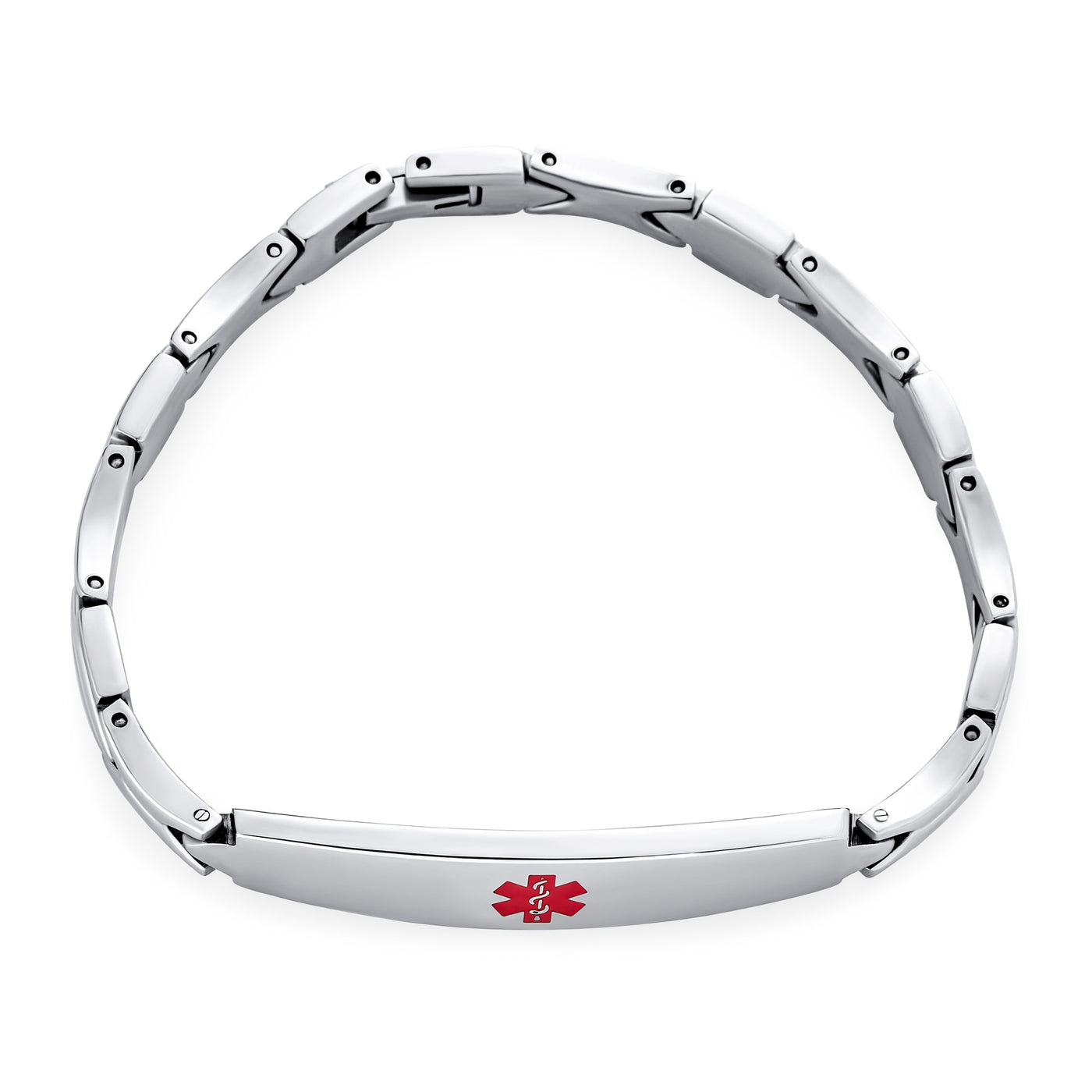 Set of 2 Leaf Link Chain Red ID Bracelet for Men Silver Stainless Steel 7.5 Inch