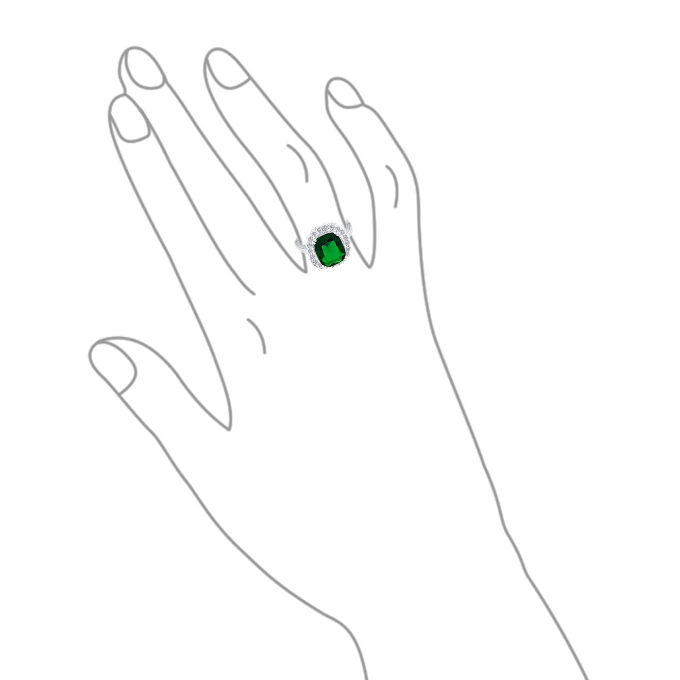 10CT Rectangle Solitaire CZ Green Cocktail Statement Ring