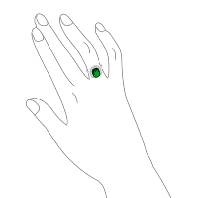 10CT Rectangle Solitaire CZ Green Cocktail Statement Ring