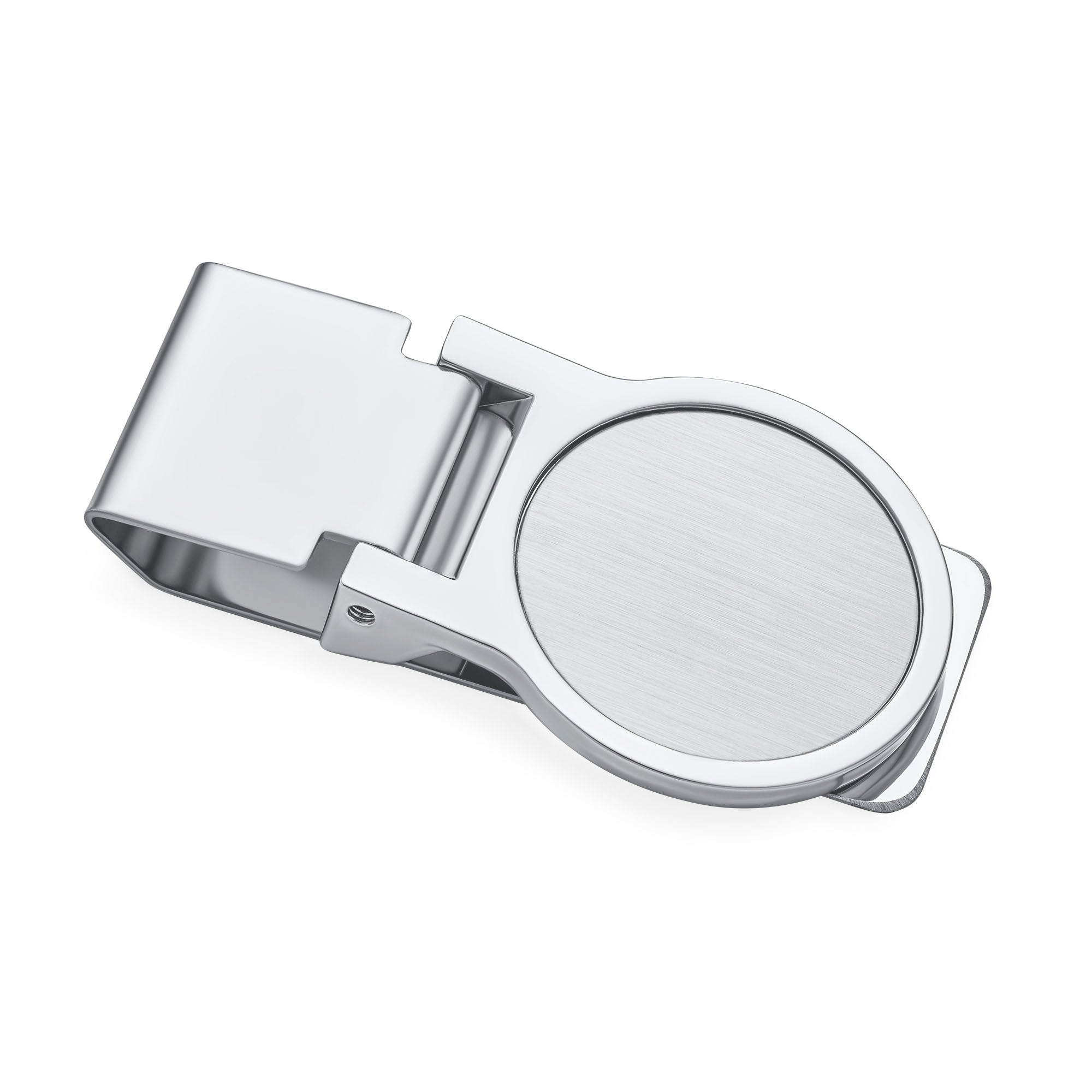Round Fold Over Hinged Money Clip Credit Card Holder Stainless Steel ...
