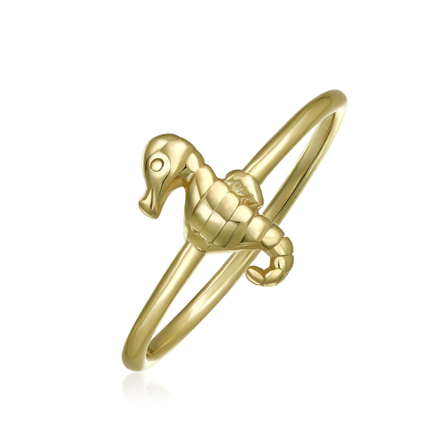 Minimalist Thin 1MM Band Stackable Nautical Seahorse Ring Gold Plated Silver