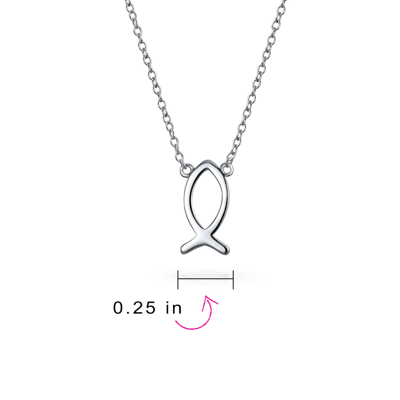 Dainty Sterling Silver Jesus Fish Ichthys Pendant Necklace for Christians