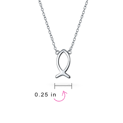 Dainty Sterling Silver Jesus Fish Ichthys Pendant Necklace for Christians