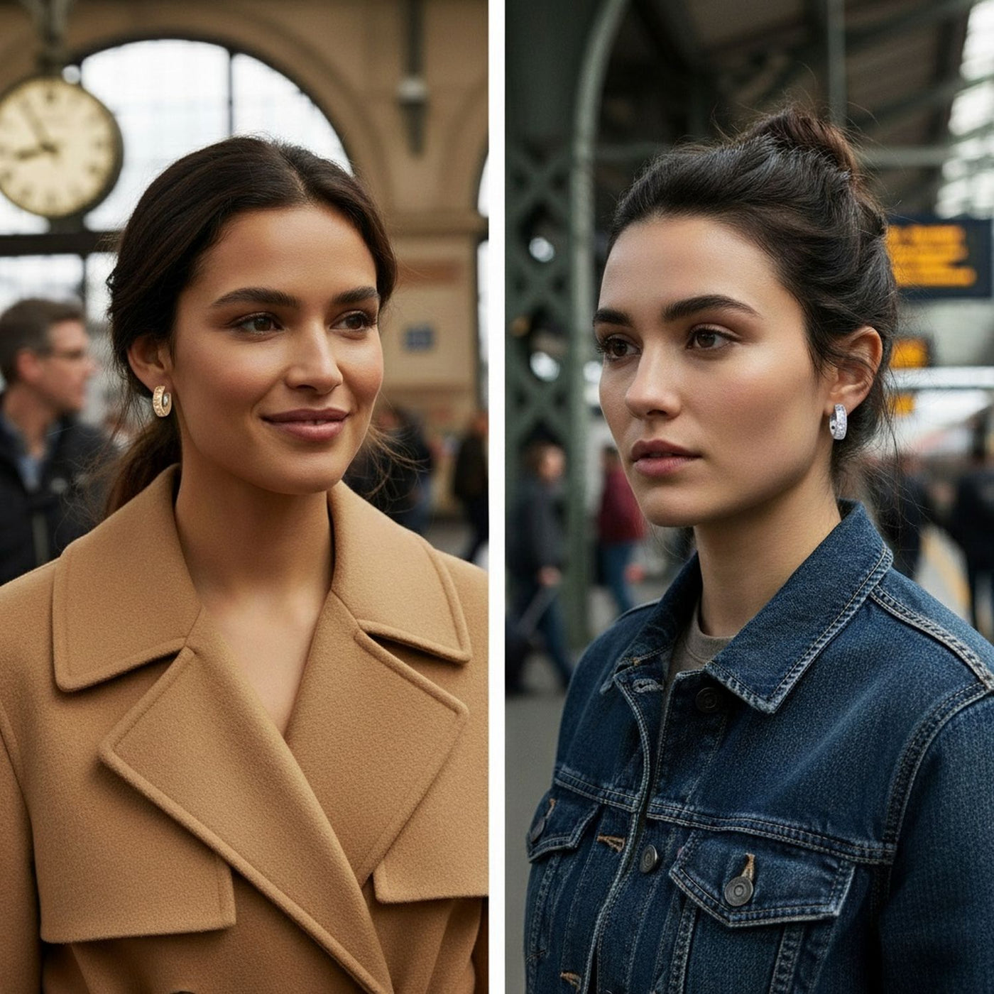 Set of 2 Baguette Cut Channel Set Blue & Pink CZ Hoop Earrings Sterling Silver