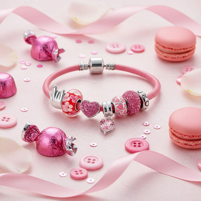 I LOVE YOU Hand Sign Heart Beads Multi Charm Bracelet Sterling Silver 6.5-9 Inch