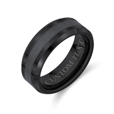 Plain Simple Beveled Edge Gunmetal Titanium Wedding Band Ring 8MM Comfort Fit