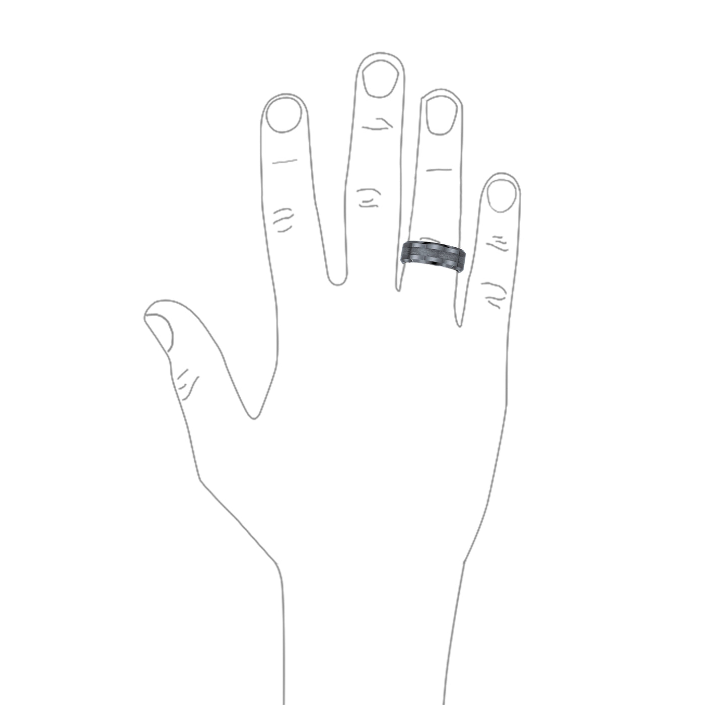 Plain Simple Beveled Edge Gunmetal Titanium Wedding Band Ring 8MM Comfort Fit