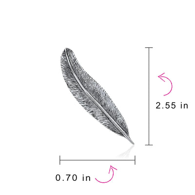 Writing Quill Feather Leaf Brooche Pin in Oxidized Sterling Silver Jewelry - Bling Jewelry