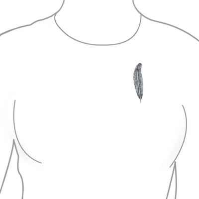 Writing Quill Feather Leaf Brooche Pin in Oxidized Sterling Silver Jewelry - Bling Jewelry