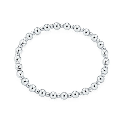 Modern Classic Polished 3-5MM Ball Bead Stretch Bracelet in Sterling Silver - Bling Jewelry