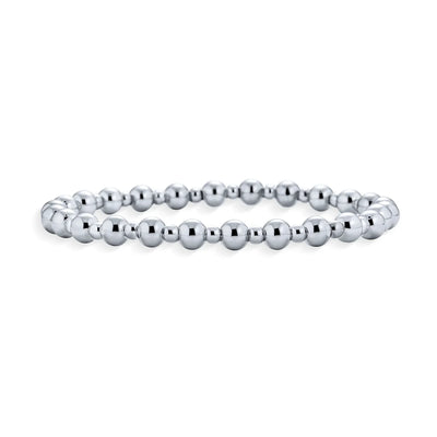 Modern Classic Polished 3-5MM Ball Bead Stretch Bracelet in Sterling Silver - Bling Jewelry
