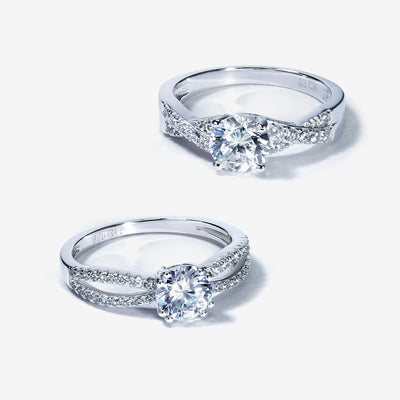 1CT Round Brilliant Cut CZ Engagement Ring Infinity Band