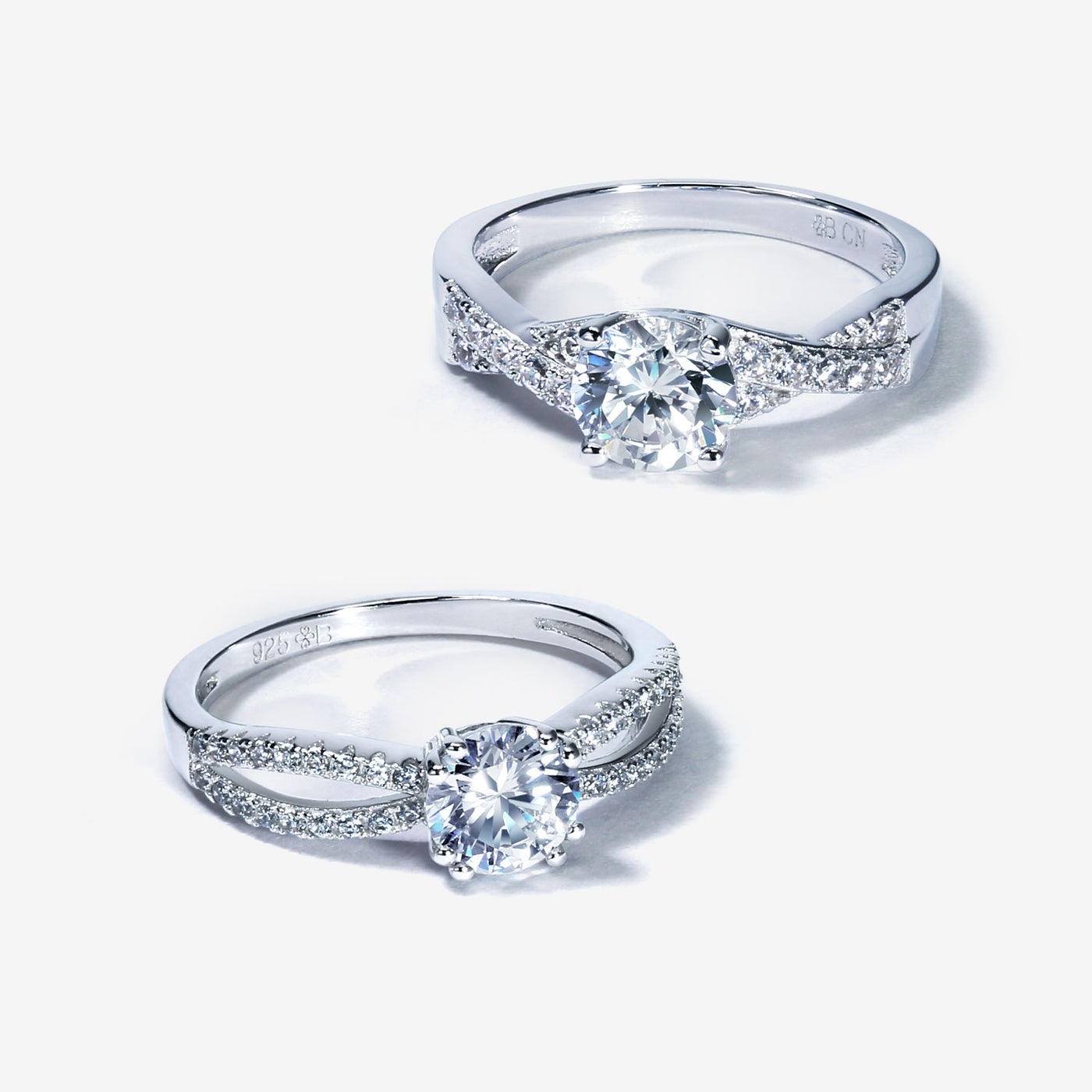 Round 2CT Solitaire Pave CZ Twist Infinity Engagement Ring Sterling Silver