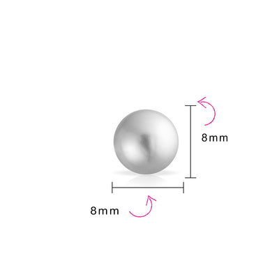 Classic Light Grey Simulated Pearl Drop Ball Earrings in  Sterling Silver