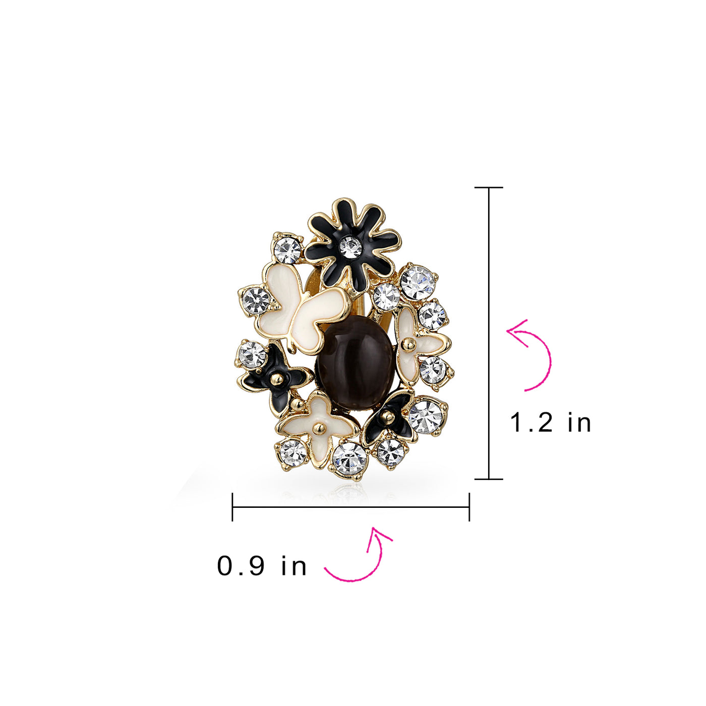 Set of 2 Pink Purple Black White Button Style Clip-On Earrings for Non-Pierced