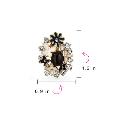 Set of 2 Pink Purple Black White Button Style Clip-On Earrings for Non-Pierced