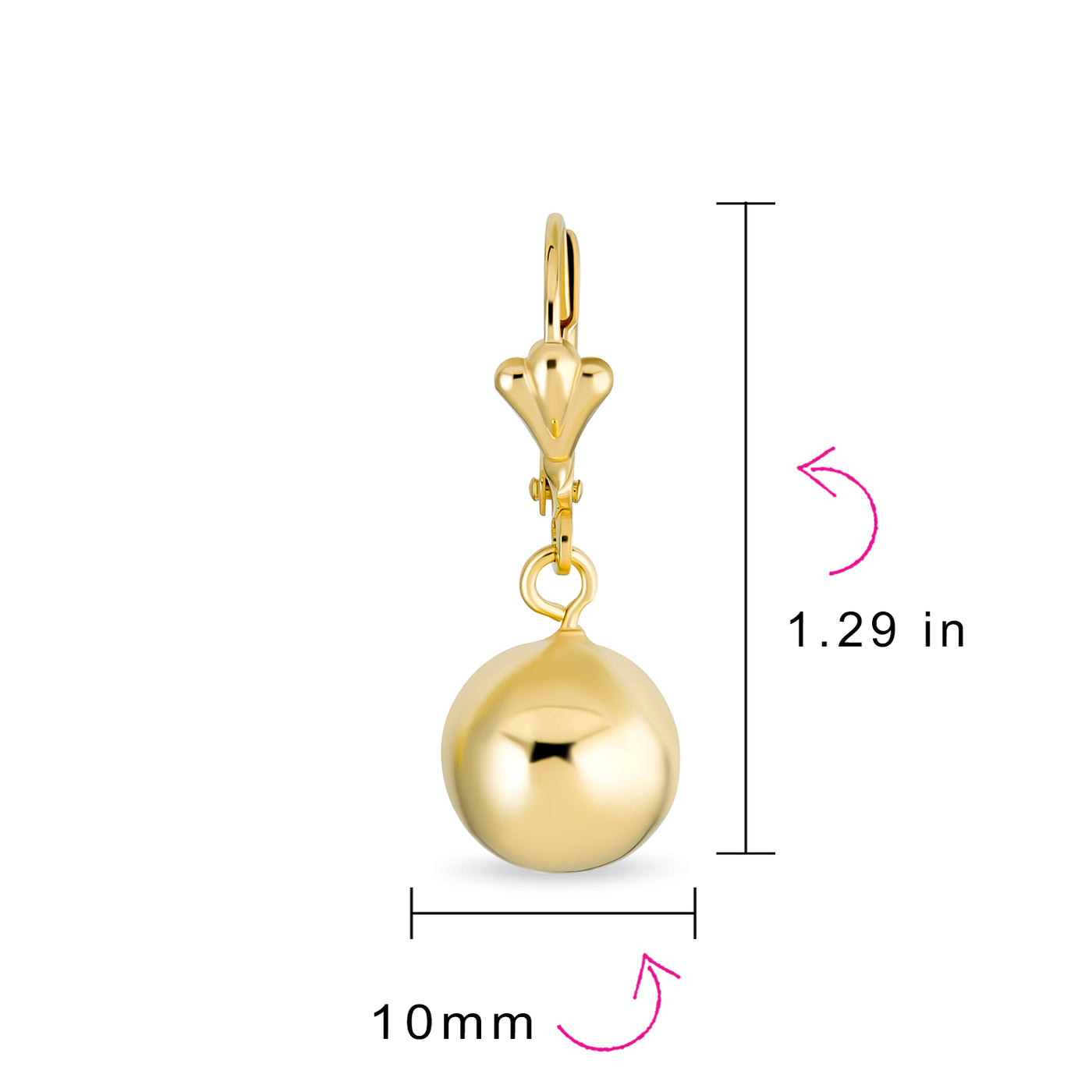 Set of Two Classic Round Drop Ball Earrings 18K Gold Plated 8 & 10 MM - Bling Jewelry