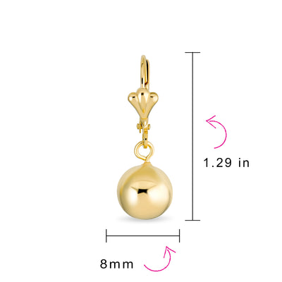Set of Two Classic Round Drop Ball Earrings 18K Gold Plated 8 & 10 MM - Bling Jewelry