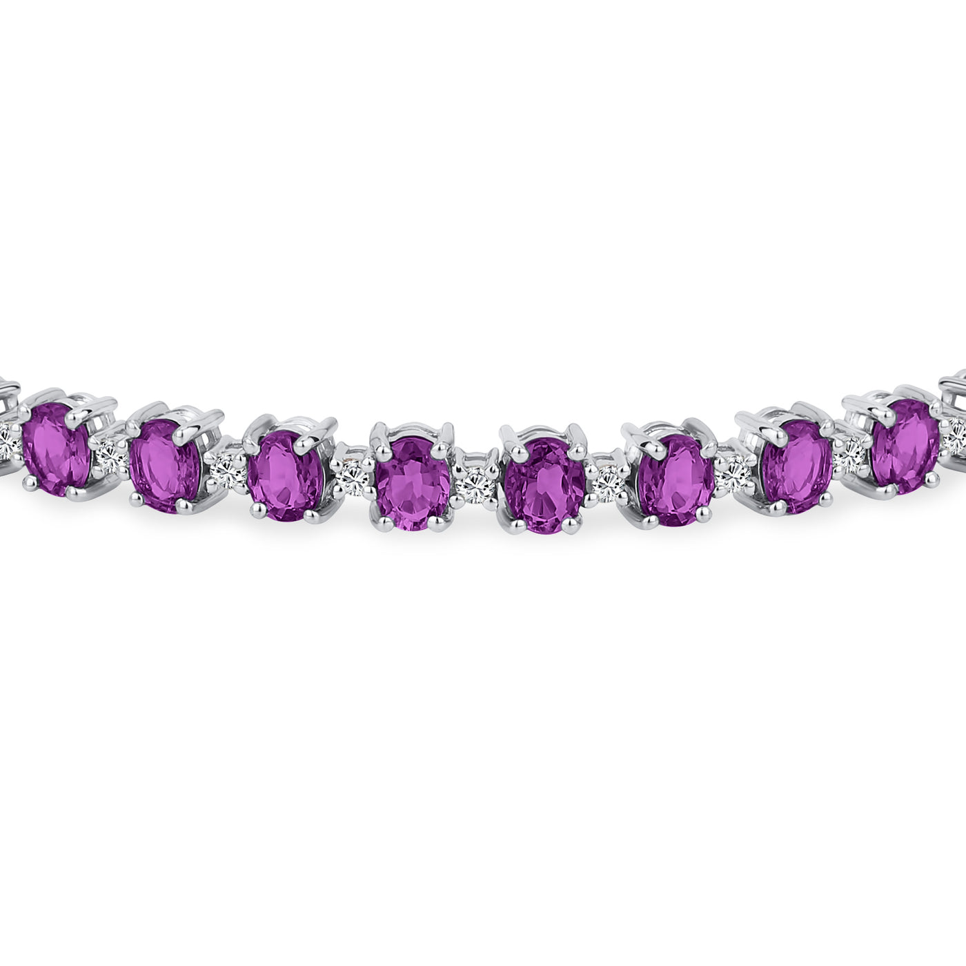 Alternating Gemstones Purple Amethyst Zircon Tennis Bracelet Sterling Silver