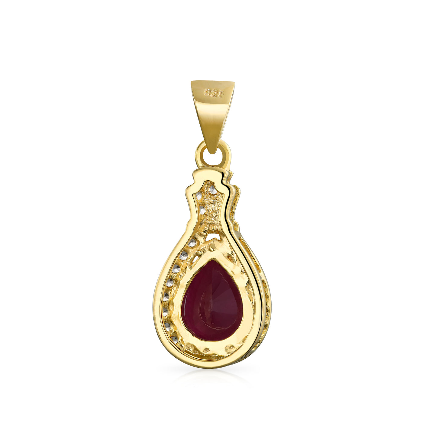 Antique Style 3.5CT Ruby Zircon Halo Pendant Necklace 14K Gold Plated Silver