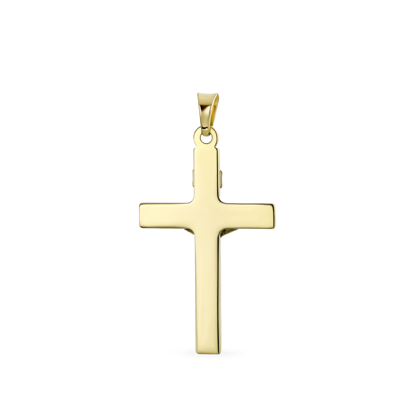Delicate Two Tone Jesus Inri Crucifix Pendant Necklace in White & 14K Yellow Gold