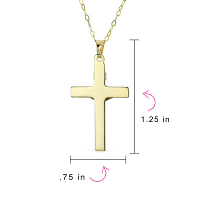 Delicate Two Tone Jesus Inri Crucifix Pendant Necklace in White & 14K Yellow Gold
