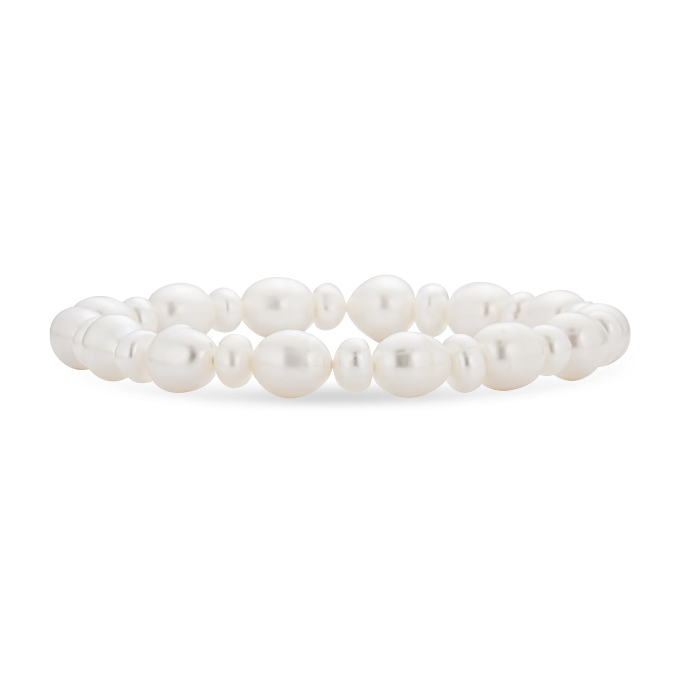 Set of 2 Baroque White Freshwater Pearl Stretch Bracelet Stackable