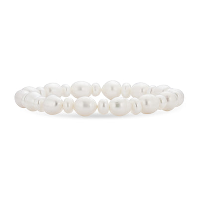 Set of 2 Baroque White Freshwater Pearl Stretch Bracelet Stackable