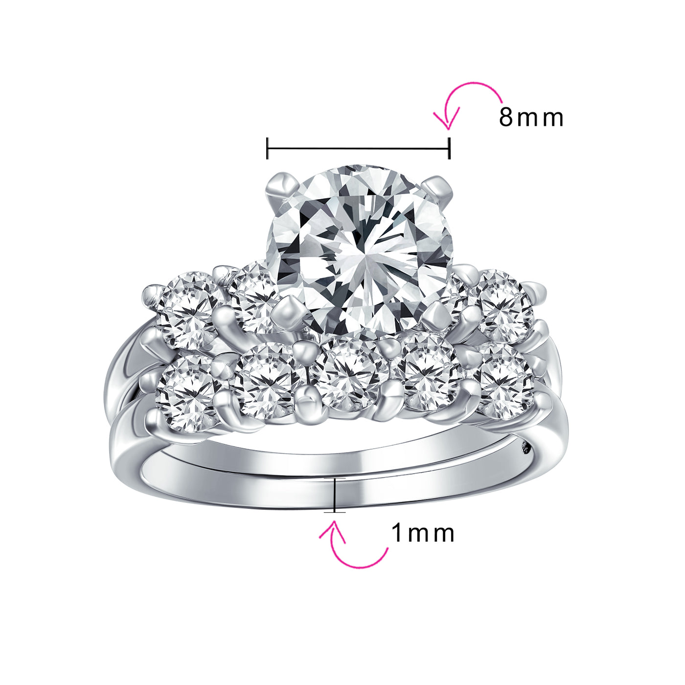 3.5CT Solitaire AA CZ Engagement Wedding Band Ring Set Sterling Silver