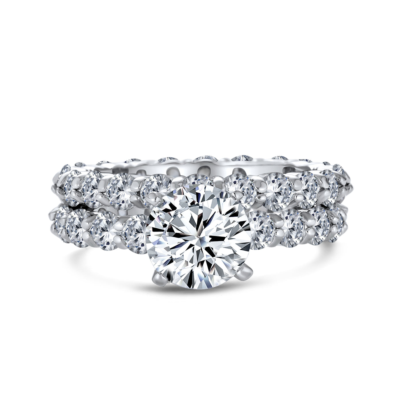 Statement Ring 3CT CZ Round Solitaire Eternity Band Silver