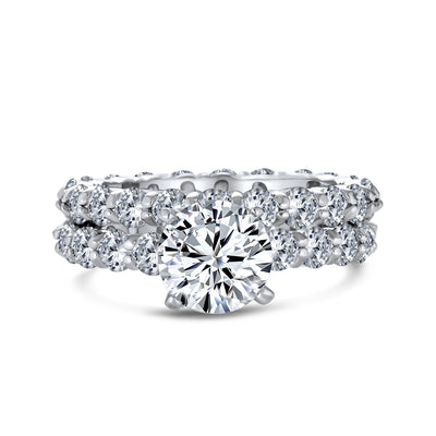 Statement Ring 3CT CZ Round Solitaire Eternity Band Silver