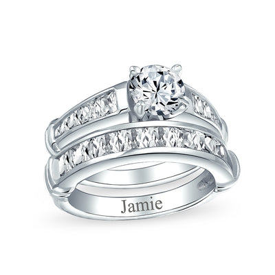 Classic Cocktail Statement Ring 2CT CZ Round Solitaire Pave Band Sterling Silver