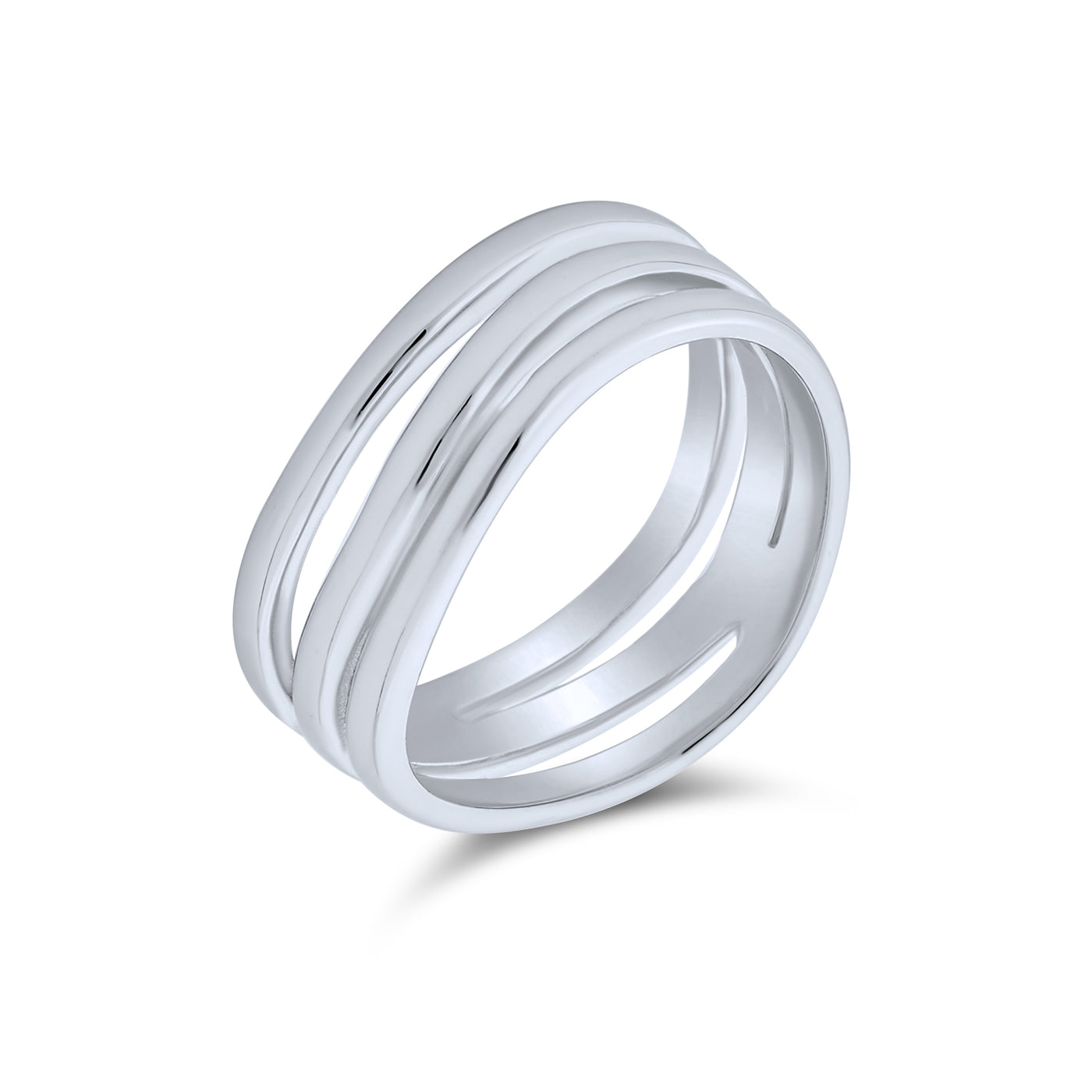 Stacking Style Three Row Band Ring Women Polished .925 Sterling Silver