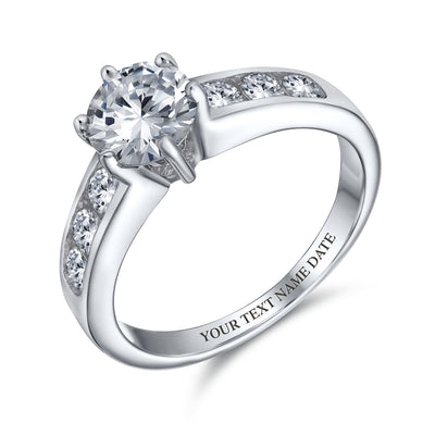 2CT CZ Round Solitaire Engagement Ring CZ Side Stones