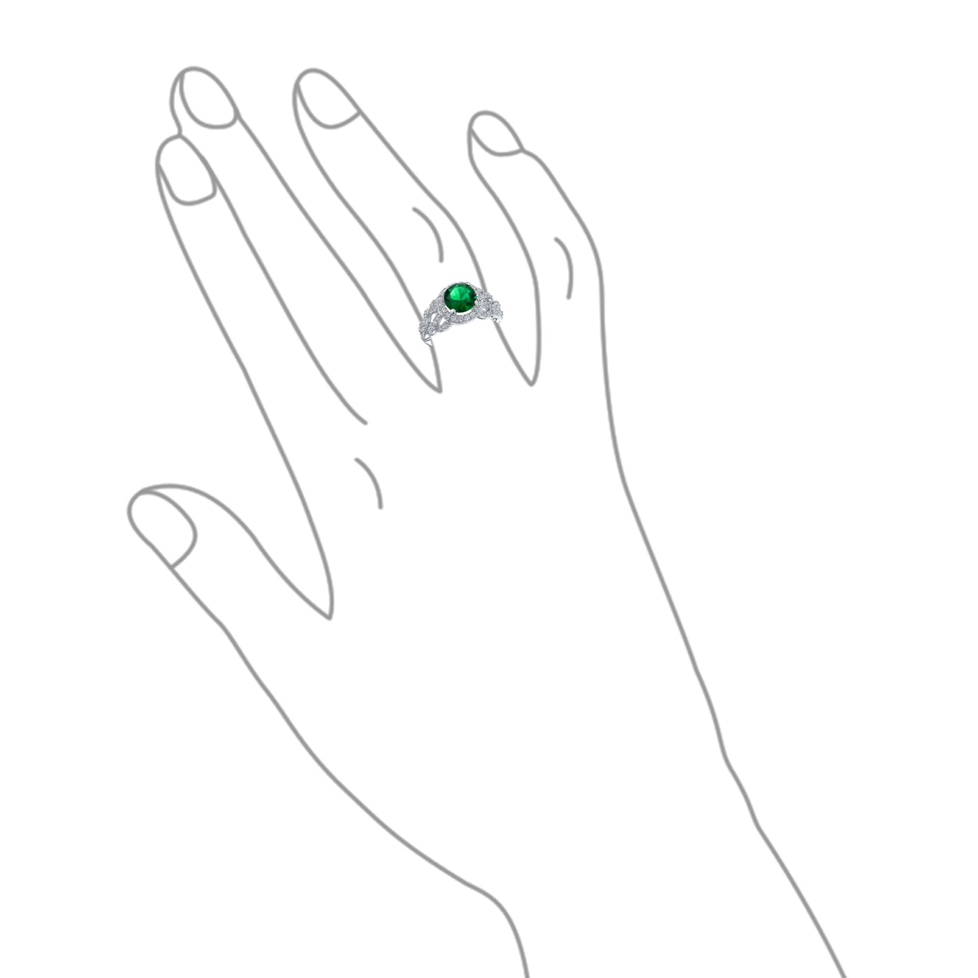 3CT Green CZ Cocktail Ring Art Deco Statement Silver Plated