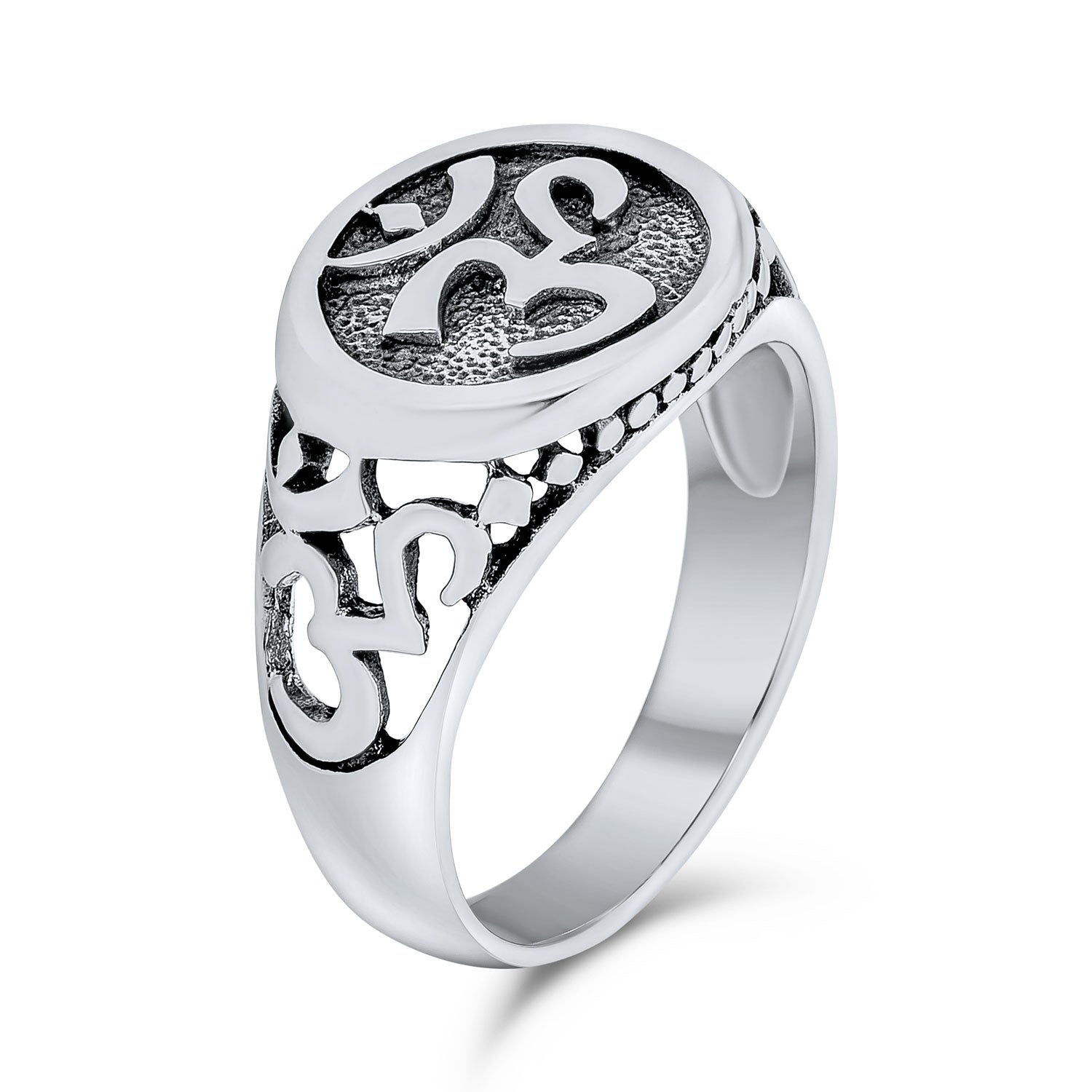 Spiritual Symbol Sanskrit Aum Ohm Om Signet Ring .925 Sterling Silver ...
