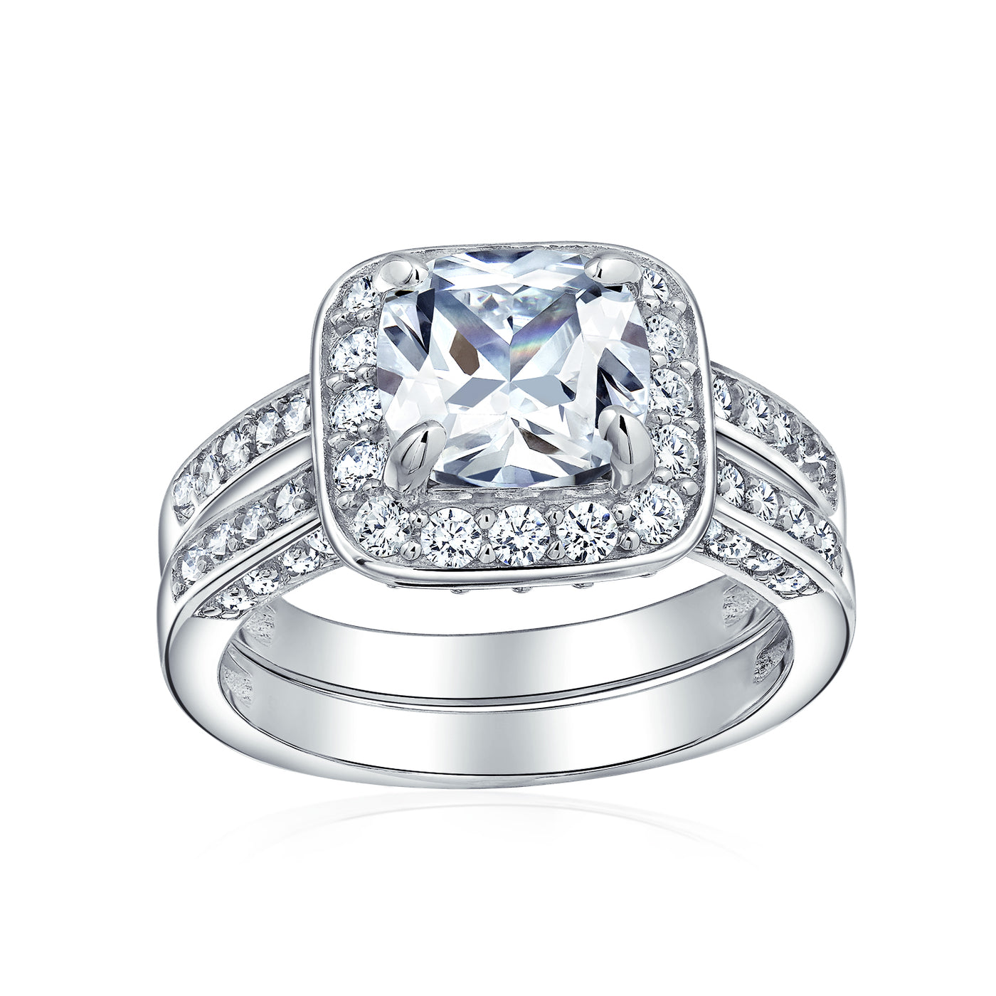 2CT Cushion Cut Cocktail Statement Ring CZ Pave Side Stones