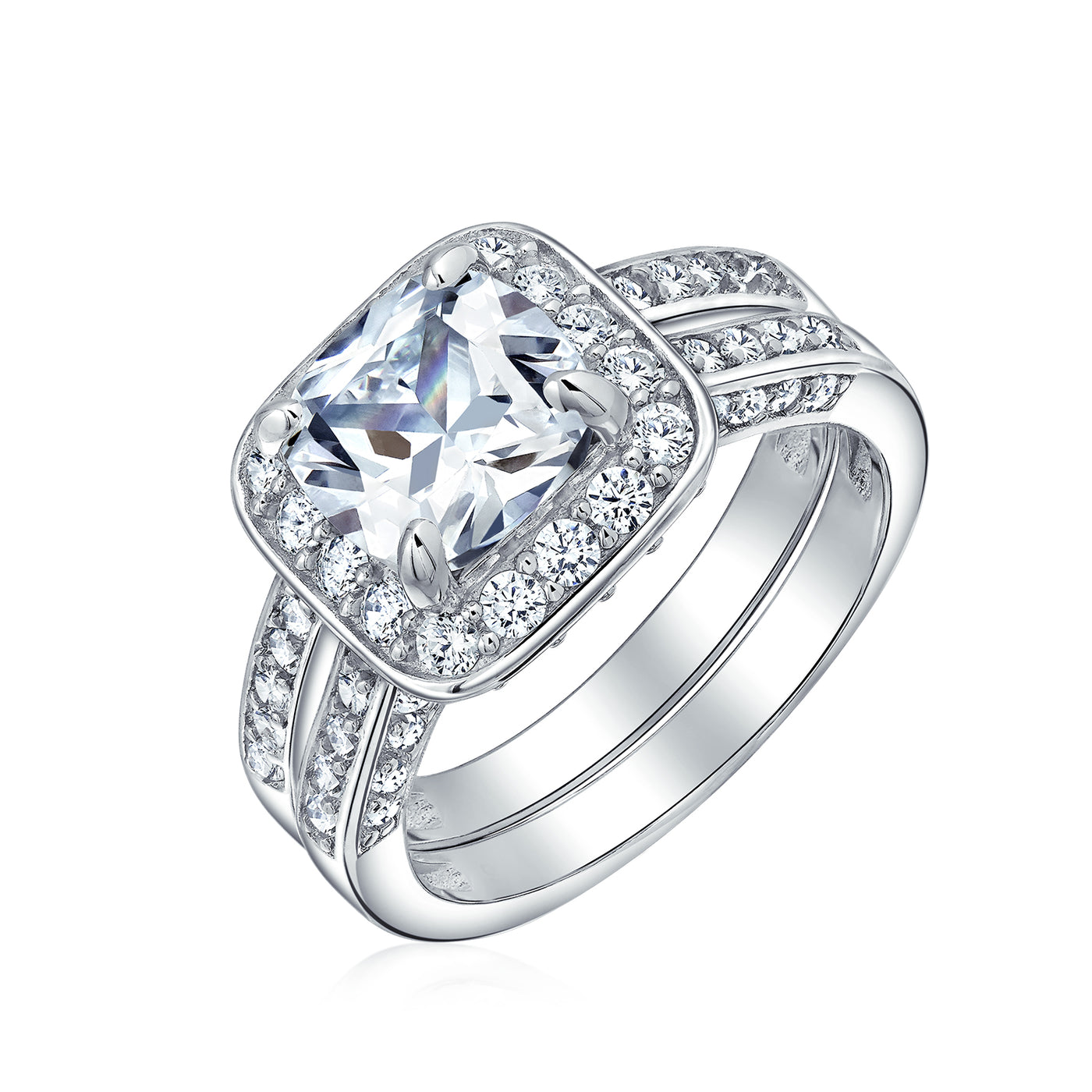 2CT Cushion Cut Cocktail Statement Ring CZ Pave Side Stones