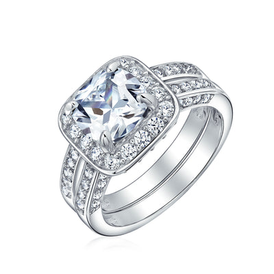 2CT Cushion Cut Cocktail Statement Ring CZ Pave Side Stones
